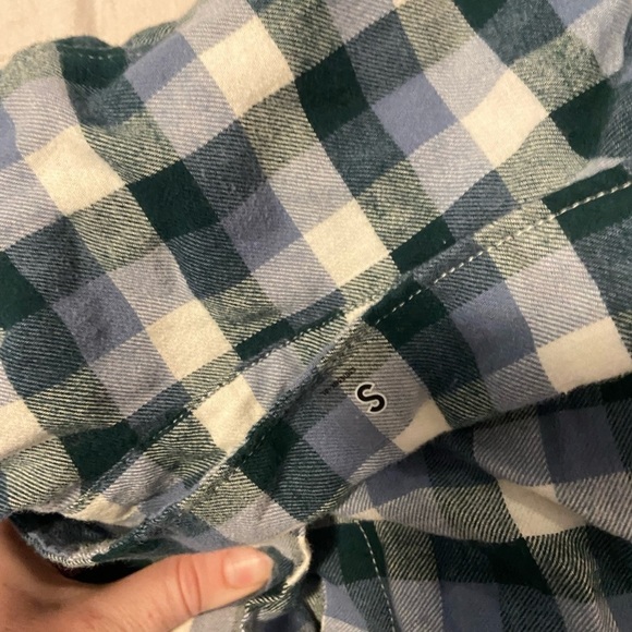🔴 Uniqlo Womens Flannel Shirt Green, Blue and White - Picture 5 of 6